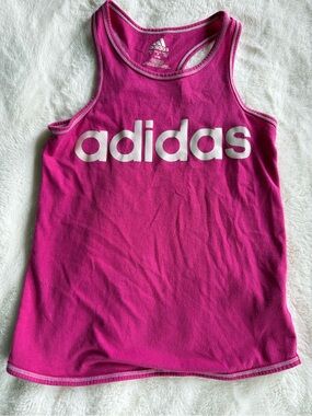 adidas Girls Hot Pink Tank Top with White Logo